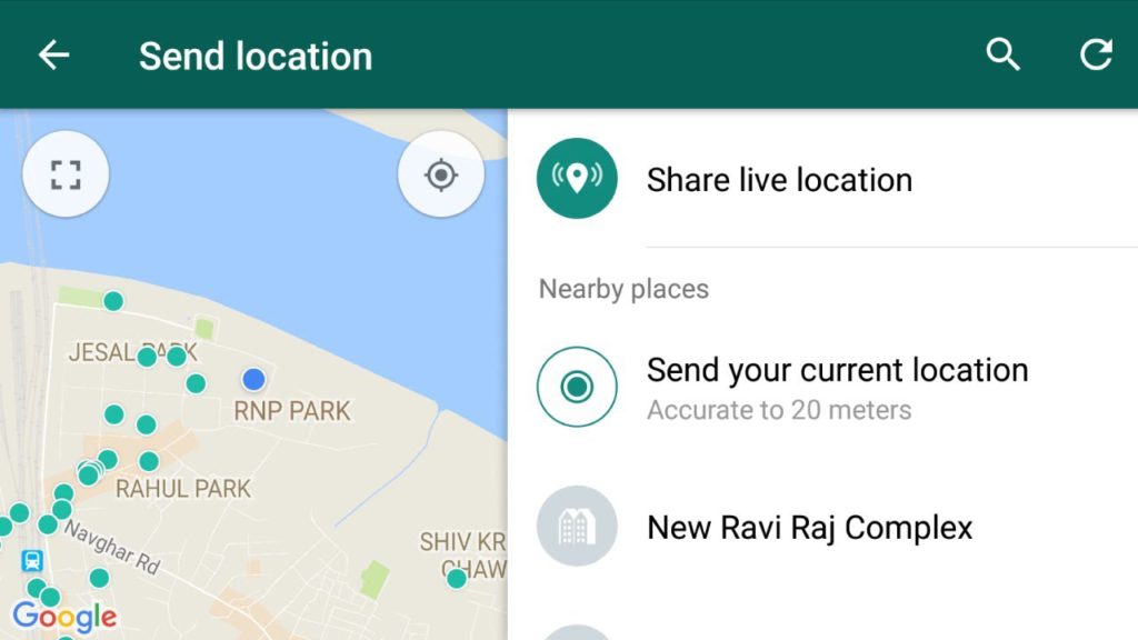 Share Live Location On WhatsApp